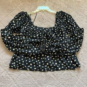 Billabong‎ Floral Long Sleeve Crop Top Women's Size L